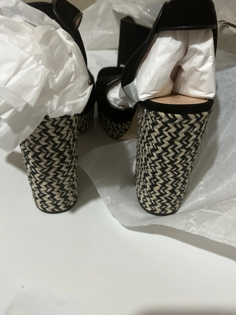 Coach Black Woven Platform Block Heel Sandals
